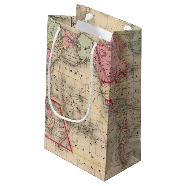 Weltmercator proj Karte durch Mitchell Kleine Geschenktüte (Rückseite Schrägansicht)
