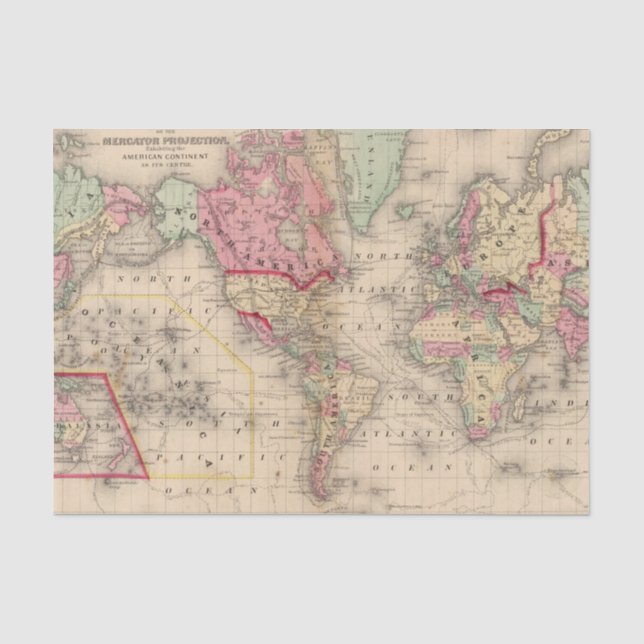 Weltmercator proj Karte durch Mitchell Seidenpapier (Vorderseite)