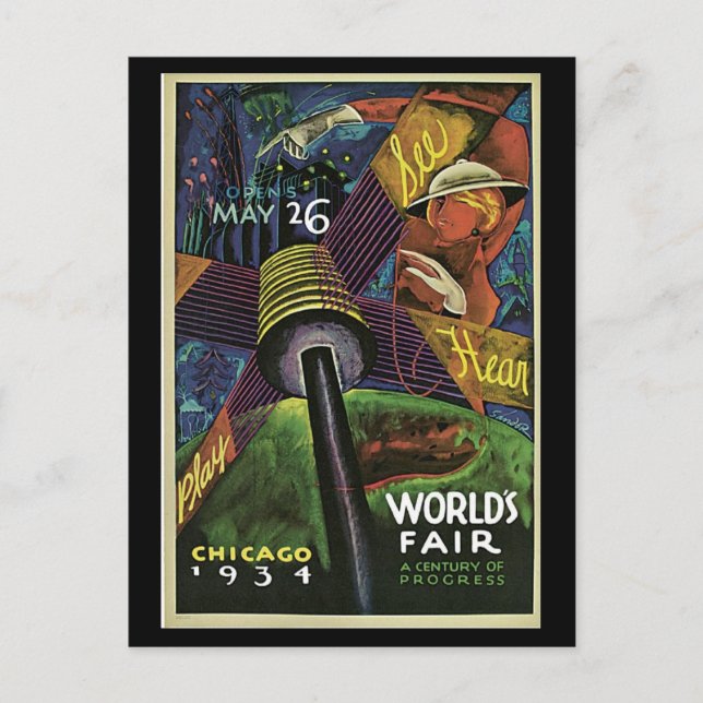 Weltmesse Postercard-Chicago-1934 Postkarte (Vorderseite)