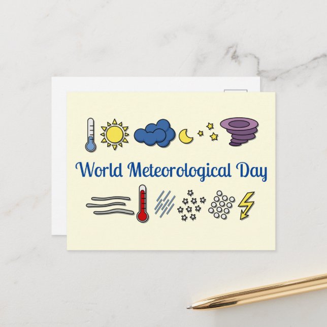 Weltmeteorologischer Tag Postkarte (Vorderseite/Rückseite Beispiel)