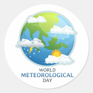 Weltmeteorologischer Tag Runder Aufkleber