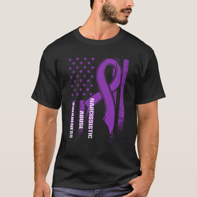 Weltnichtsmissbrauch Bewusstsein der USA-Flagge Su T-Shirt (Vorderseite)