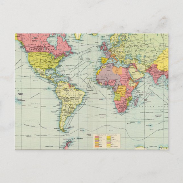 Weltpolitische Landkarte Postkarte (Vorderseite)