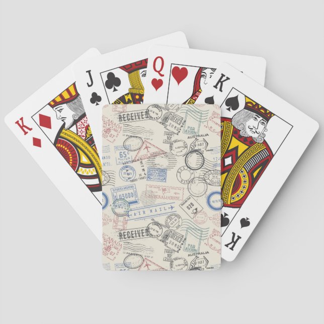Weltporto-Briefmarken-Muster Spielkarten (Rückseite)