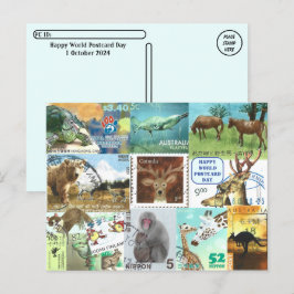 Weltpostkartentag - Briefmarke der Tierpost Postkarte