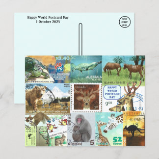 Weltpostkartentag - Briefmarke der Tierpost Postkarte