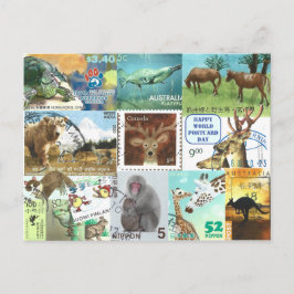 Weltpostkartentag - Briefmarke der Tierpost Postkarte