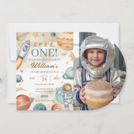 Weltraum 1. Geburtstag Foto Einladung