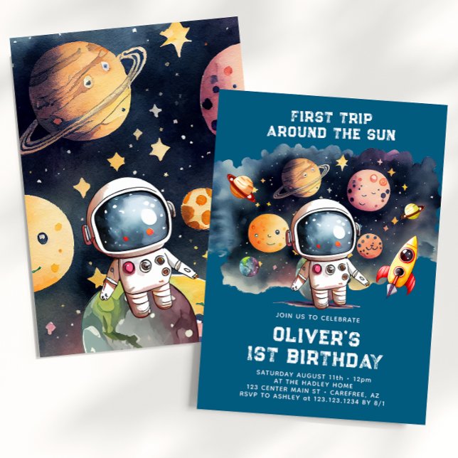 Weltraum 1. Geburtstag Party Erster Rundgang durch Einladung (Von Creator hochgeladen)