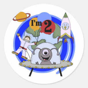 Weltraum-2. Geburtstags-T - Shirts und Geschenke Runder Aufkleber