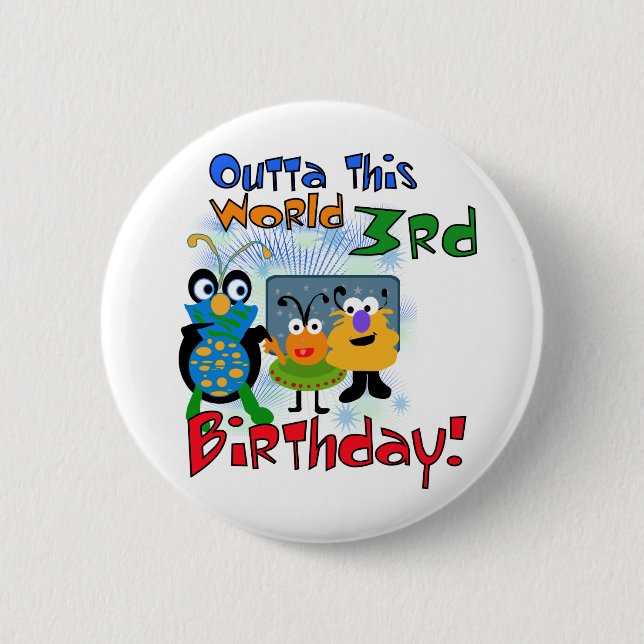 Weltraum 3. Geburtstagsgeschenke und Geschenke Button (Vorderseite)