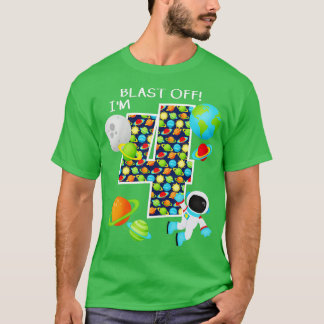 Weltraum 4. Geburtstag 4 Jahre altes Sonnensystem  T-Shirt