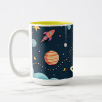 Weltraum-Abenteuer-Raketen-Kinder-Kaffeetasse
