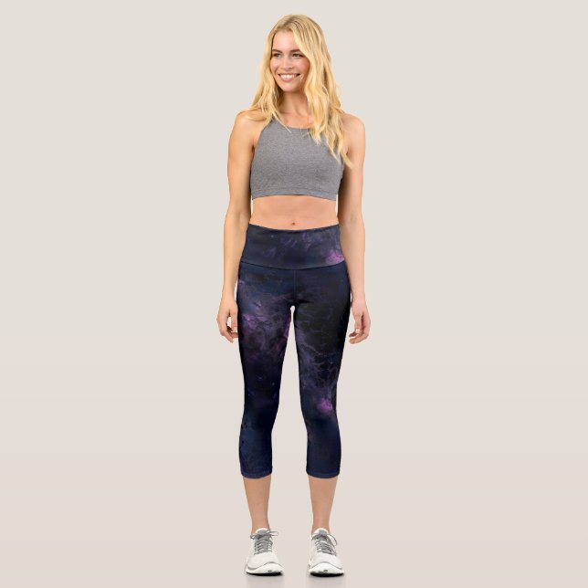 Weltraum Abstrakt Capri Leggings (Vorderseite)