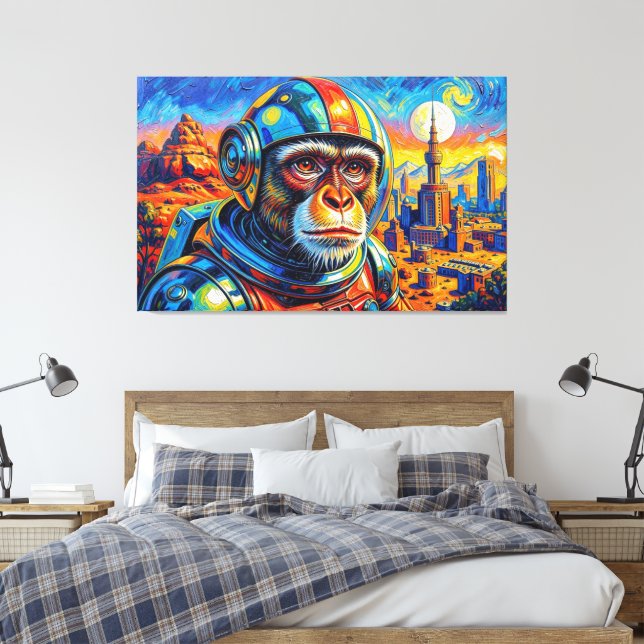 WELTRAUM-AFFE-8 LEINWANDDRUCK (Insitu (Schlafzimmer))