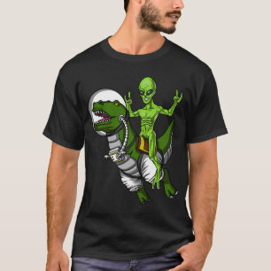 Weltraum-Alien reitet T-Rex-Dinosaurier T-Shirt