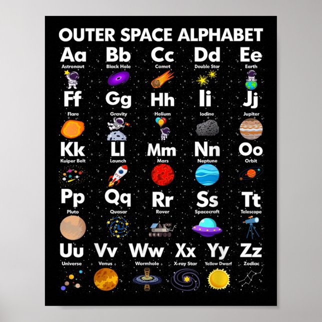 Weltraum Alphabet Astronomie Lehrerin Kind Poster (Vorne)