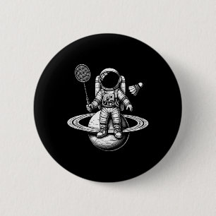 Weltraum-Astronaut-Badminton-Spieler-Shuttle-Sport Button