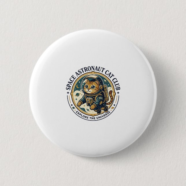 Weltraum-Astronaut-Katze-Vater-Geschenkidee - Welt Button (Vorderseite)