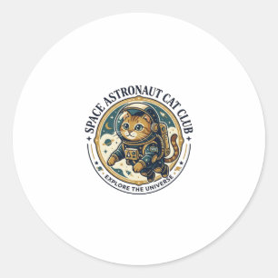 Weltraum-Astronaut-Katze-Vater-Geschenkidee - Welt Runder Aufkleber