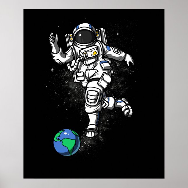 Weltraum-Astronaut Kosmischer Bowling Planet Erde Poster (Vorne)