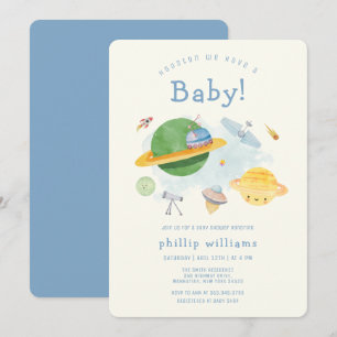 Weltraum-Astronaut-Raumschiff-Baby-Party  Einladung