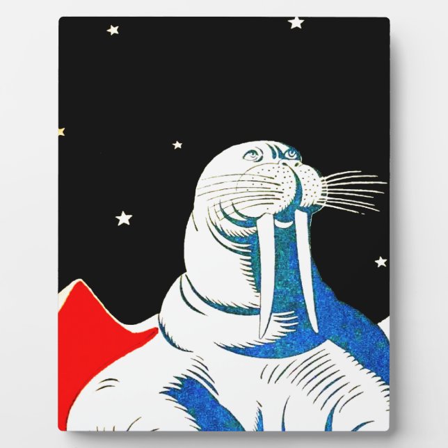 Weltraum Astronaut Walrus Fotoplatte (Vorderseite)