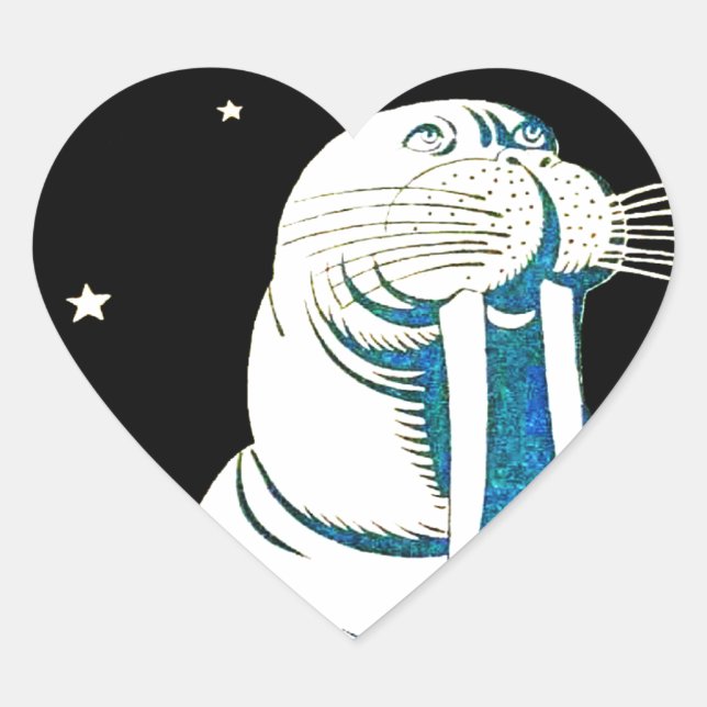 Weltraum Astronaut Walrus Herz-Aufkleber (Vorderseite)