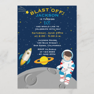 Weltraum-Astronauten-Geburtstags-Party Einladung