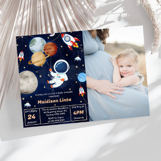 Weltraum-Astronauten Kinderdusche Party Einladung