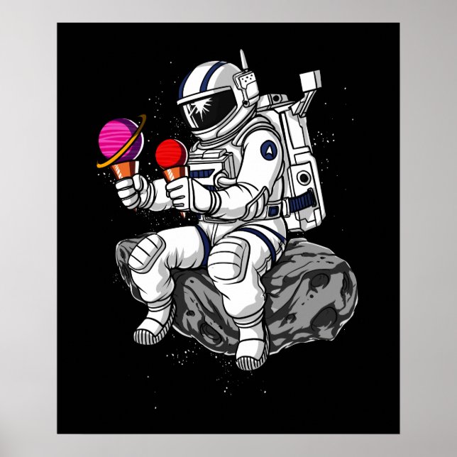Weltraum-Astronauteneis-Planeten Kosmische Galaxie Poster (Vorne)