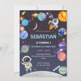 Weltraum-Astronautin jeden Alters Geburtstagsparty Einladung