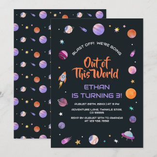 Weltraum aus dieser Geburtstagsparty der Welt Einladung