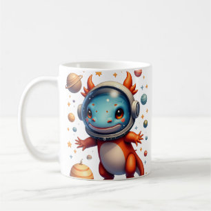 Weltraum Axolotl Aufkleber - Kosmische Abenteuer Kaffeetasse