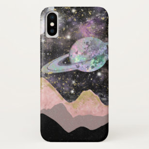 Weltraum Berge Gold Sternenhimmel Galaxy Planets Case-Mate iPhone Hülle