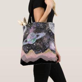 Weltraum Berge Gold Sternenhimmel Galaxy Planets Tasche