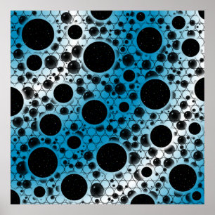 Weltraum-Blasen - Weiß/Himmel Blau Poster