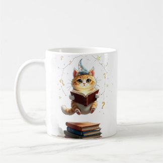 Weltraum-Buchliebhaber-Katze beim Lesen im Weltrau Kaffeetasse