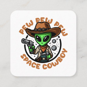 Weltraum-Cowboy Lustiger Außerirdischer Quadratische Visitenkarte