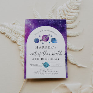 Weltraum der Mädchen zum Geburtstag   Space Birthd Einladung