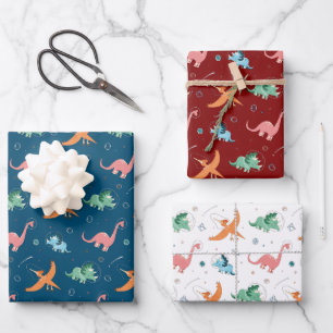 Weltraum Dinosaurier Weihnachten Niedlich Geschenkpapier Set