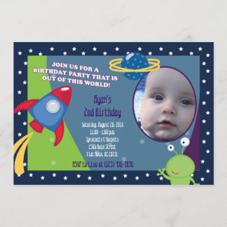Weltraum Foto Geburtstag Einladung 12x18