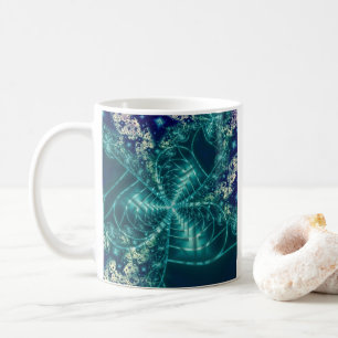 Weltraum   Fraktal in Blau und Weiß Kaffeetasse