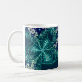 Weltraum | Fraktal in Blau und Weiß Kaffeetasse