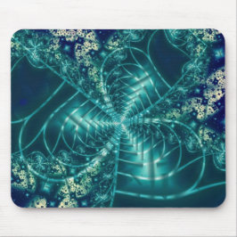 Weltraum | Fraktal in Blau und Weiß Mousepad