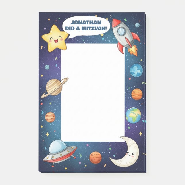 Weltraum für Personalisiert Mitzvah Post-it Klebezettel (Vorderseite)