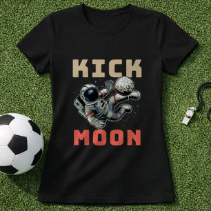 Weltraum-Fußball-Tritt-Mond-Astronaut-Witz T-Shirt
