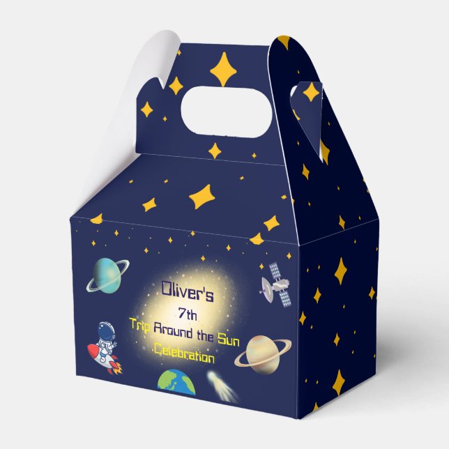 Weltraum Geburtstag - Astronaut, Rock, Galaxie Geschenkschachtel (Vorderseite)