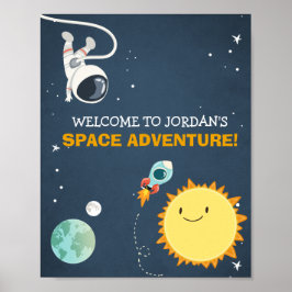 Weltraum Geburtstag Begrüßungszeichen Raketenastro Poster