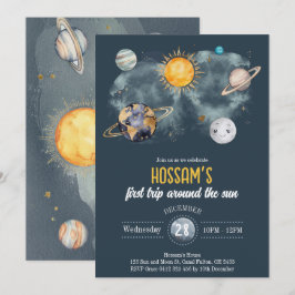 Weltraum Geburtstag Galaxy Sun Moon Sterne Planete Einladung